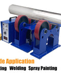 Pipe Welding Rotator For Tanks And Pipes, 2204 Lb Turning Rolls With Linkage, Diameter Range 2 In To 23 In (50 Mm To 600 Mm), 110V Control Box, Footswitch Start Stop, PU Coated Rollers, Heavy Duty Welding Assistant