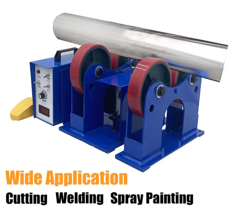 Pipe Welding Rotator For Tanks And Pipes, 2204 Lb Turning Rolls With Linkage, Diameter Range 2 In To 23 In (50 Mm To 600 Mm), 110V Control Box, Footswitch Start Stop, PU Coated Rollers, Heavy Duty Welding Assistant