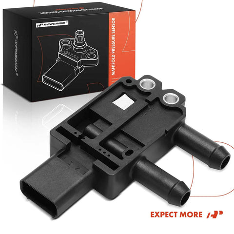 Diesel Particulate Filter Pressure Sensor For Ram Trucks 2019 To 2023 6.7L Cummins OEM Grade 2500 3500 4500 5500 Dps122 68312096AA 68312096AB Black 4 Pin Blade Connector, black sensor with box