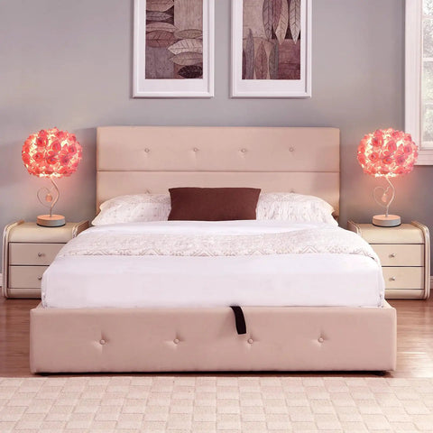 Bedroom with two Red Rose Flower Desk Lamp With Lampshade For Nightstand Adds Cute Modern Vibe To Any Bedroom Minimalist Yet Cozy Decor Gift For Women And Girls Christmas Parties Weddings Date Night Home Office on nightstands