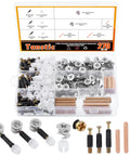 Three In One Furniture Connecting Hardware Kit With Cam Locks And Dowels, 270 Pcs Including Cam Lock Nuts, Pre Inserted Nuts, Wood Dowels And Pins