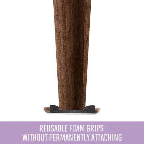 Move Heavy Furniture Easily With Round Reusable Sliders For Carpet Eight Pack Gray Two And A Half Inch Diameter Furniture Sliders For Sofas Tables Desks And More Protect Floors And Make Rearranging A Breeze shown under wooden furniture leg