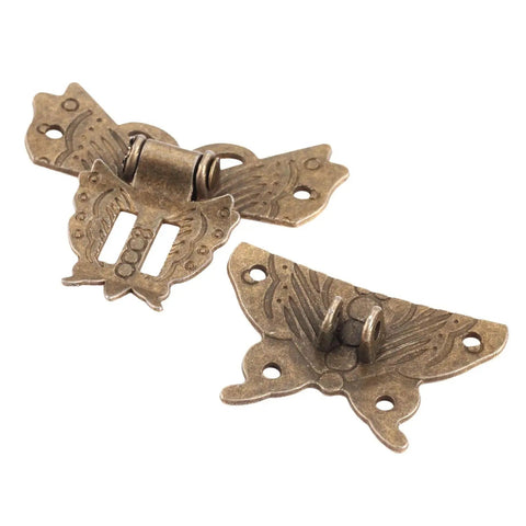 Antique Bronze Butterfly Hasp Latch 59x53mm lock for jewelry box cabinet; durable zinc alloy construction hardware