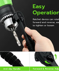 Smooth Operation Universal Ratchet Drill Chuck Key Wrench Set With Dual Socket Heads And Rock Solid Magnetic Grip that shows ratchet operation with chuck key.