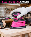 Detail Sander 13000 RPM Compact Electric Sanding Tool With 1 2A 140W Motor in use on wooden surface