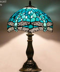 Tiffany Style Stained Glass Dragonfly Table Lamp With Green And Blue Shade, Perfect Reading Light For Your Bedroom S622 Series