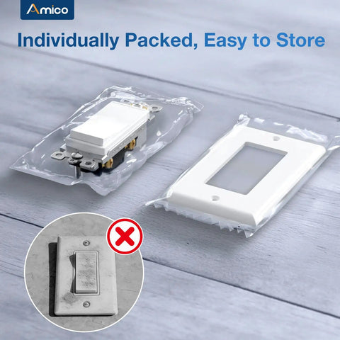 30 Pack Decorator Single Pole And 3 Way Light Switches UL Listed Ideal For Hallways And Large Rooms Easy Install For DIY Home Wiring And Quick Home Upgrades, individually packed switch and white wall plate