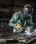 Welder using Goatskin and Cowhide MIG Welder Gloves Pack of 12, Kevlar-Trimmed, Fleece-Lined, Medium, Straight Thumb