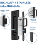 Privacy Pocket Door Lock Hardware For Wood Doors, Invisible Sliding Door Lock With Keys, Recessed Handle Latch