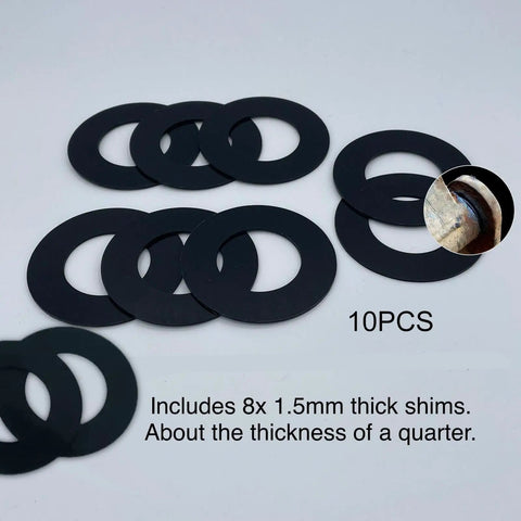 40mm Bucket Pin Shims Kit - 10-Piece Engineering PP Spacers And Washers For Compact Excavators And Skid Steers, Dust Shield To Cut Debris, Pro-Grade Wear-Resistant Pin Joints For Hardcore Dirt Work, 10 black shims