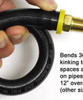 Badass 12 Inch Short Air Compressor Hose Built Like A Tank With Lead Free Brass 1/4 Male Npt To Male Npt Fittings for tight spaces.