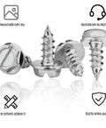 4 Piece 304 Stainless Steel License Plate Screw Kit With Slotted Bolts And Self Tapping Design For Secure Front Rear Car Truck Suv Mounting Silver Finish showing hex head bolts.