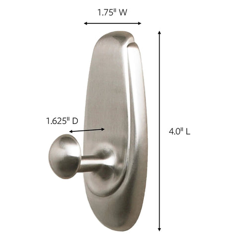 Large Timeless Wall Hook Holds Up To Five Pounds With Two Strips Brushed Nickel Finish Damage Free No Tools Hanging Decor