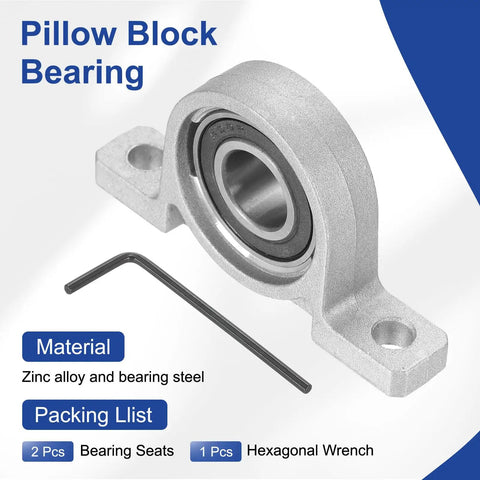Heavy Duty Self Aligning Pillow Block Bearing Nine Sixteenth Inch Bore Vertical Zinc Alloy Steel Flange Housing Pack Of 2