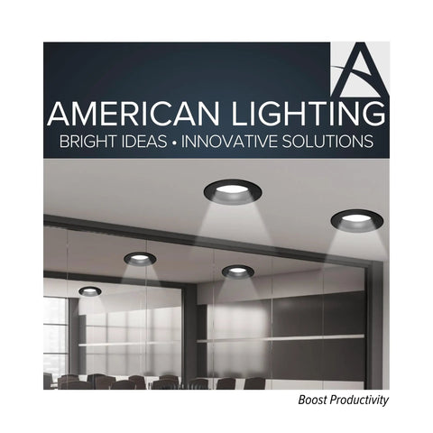 Office space with installed Advantage Select 5 To 6 Inch LED Recessed Downlights Kit 120V Dimmable 2700K To 5000K CCT 900 Lumens.
