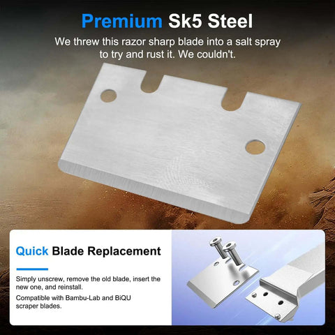 Premium SK5 steel blade for All-Purpose 3D Printer Scraper Tool Kit with quick replacement and durability for Bambu Lab X1 P1 and Creality.