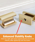 Top Shelf 20 Pack Square Cabinet Knobs Brushed Gold Single Hole Drawer Pulls Solid Zinc Alloy showing enhanced stability feature.