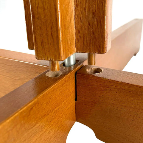 Close-up of wooden joint on Wooden Katana Stand For Tatami Mats And Cutting Practice, Heavy Duty Target Base, sword holder detail