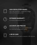 Infrared Thermal Imager And Visible Light Camera With 76,800 Pixel Resolution, 3.2 Inch Color Screen, Temperature Range From Minus 4 To 572 Fahrenheit, 9 Hz Refresh Rate, A Must Have Tool For Pros And DIY, 24 Month Warranty Included features listed including resolution, warranty, precision, and SD card.
