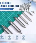 Center Drill Bit Set 7 Piece M2 High Speed Steel 60 Degree Angle Bits for Lathe and Metalworking on a cutting mat