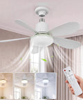 XIGUCUCN Socket Fan Light with Remote in white, 20.5" size, showcasing 3 color temperatures and a remote control, ideal for various rooms.