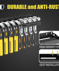 Hammer Holder Wall Mount Organizer For Garage And Workshop Pegboard Compatible Tool Rack with hammers hanging on it