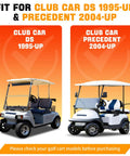 Illustration of golf carts: Club Car DS 1995-up and Precedent 2004-up, compatible with Brake Shoes And Spring Kit For Club Car DS GE 1995 And Up And Precedent Golf Carts With Automatic Adjust Brakes 4 Shoes And 2 Spring Sets OEM 1018232 01 Replacement Pads For Golf Carts Durable Golf Cart Brake Upgrade