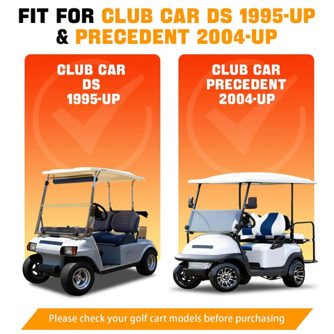 Illustration of golf carts: Club Car DS 1995-up and Precedent 2004-up, compatible with Brake Shoes And Spring Kit For Club Car DS GE 1995 And Up And Precedent Golf Carts With Automatic Adjust Brakes 4 Shoes And 2 Spring Sets OEM 1018232 01 Replacement Pads For Golf Carts Durable Golf Cart Brake Upgrade