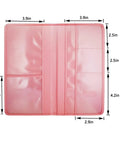 Premium Leather Car Document Wallet With Clear Window Pockets For Registration Insurance And Id Cards Nifty Glove Box Stash, 5.3x9.5 inches pink design.