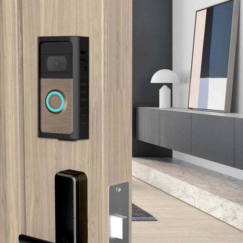 No Drill Doorbell Mount for Ring Battery Video Doorbell 2 3 4 2020 Release 2024 Release Plus Pro installed on wooden door