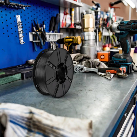 Heavy Duty Extension Cord Reel With Pro Grade Industrial Plastic Build Tangle Free Winding on garage workbench