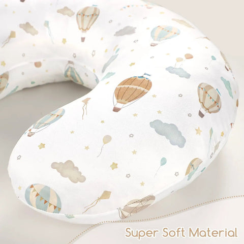 Mom Approved Ultra Soft Nursing Pillow Cover For Breastfeeding Pillows, Stretchy Removable Slipcover with Hot Air Balloon Print