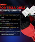 Tesla Diagnostic Cable TCAN003 Splitter For Model 3 Y S X With 20 Pin And 12 Pin To 16 Pin OBDII Adapter red cable
