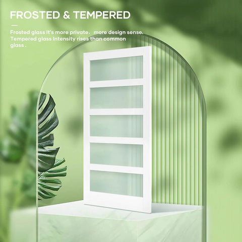 White Frosted Glass Barn Door 48 By 84 Inches With 96 Inch Sliding Hardware Kit Included And Handle PVC Surface Waterproof