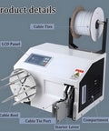 Slick Automatic Bundling Machine For Gold Wire Sealing With Fast Twist Tye Sealer And Smart Winding Function, displaying cable ties and LCD panel.