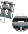 6 Inch Drill Press Vise Heavy Duty Cast Iron Low Profile Bench Vice Milling Machine with guided rods and secure clamp grip.