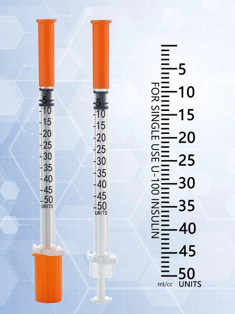 Bulk 100 Pack Disposable Syringes 0.5ml 32 Gauge 0.5cc Lab Supplies Individually Wrapped with Clear Graduation Scale and Smooth Piston for Easy One Hand Operation, U-100 scale