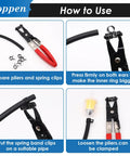 132 Piece Spring Hose Clamps Kit With Swivel Flat Band Pliers 6 To 25mm Assortment in use demonstration