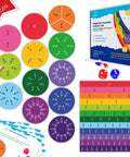 166 Piece Magnetic Fractions Kit For Hands On Math Learning with circles, tiles, bars, and activity cards displayed