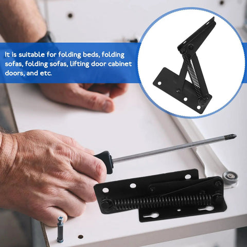 Heavy Duty Steel Spring Loaded Door Hinges With High Hardness And Black Locking For Folding Sofas And Beds, close-up installation