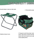 Foldable Gardening Stool With Detachable Storage Tote For Gardening Camping And Fishing Tools Organizer Portable Garden Chair For Adults With Sturdy Steel Frame And Easy Grab And Go Carry Design