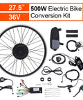Electric Bike Conversion Kit 27.5 Inch Front Wheel Hub Motor 36V 500W With LCD Display and accessories