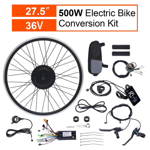 Electric Bike Conversion Kit 27.5 Inch Front Wheel Hub Motor 36V 500W With LCD Display and accessories