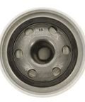 Pro Grade Spin On Oil Filter Keeps Industrial Air Compressors Running Butter Smooth Removes Nasty Grit And Engine Sludge viewed from top showing metal base and threaded opening.