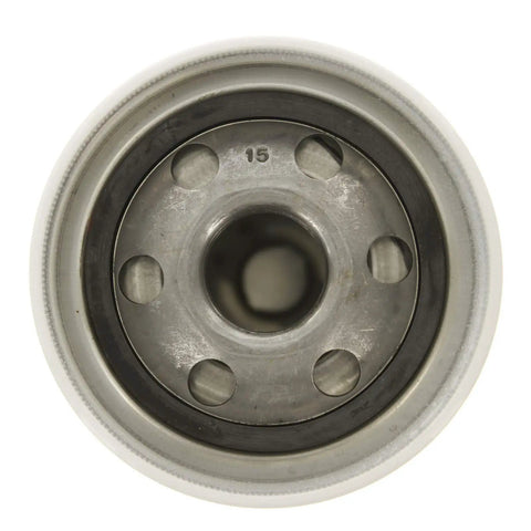 Pro Grade Spin On Oil Filter Keeps Industrial Air Compressors Running Butter Smooth Removes Nasty Grit And Engine Sludge viewed from top showing metal base and threaded opening.