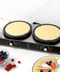 16 Inch Double Plate Crepe Maker Griddle with Nonstick Electric Crepe Machine Pro Grade Temperature Control and Indicator Lights