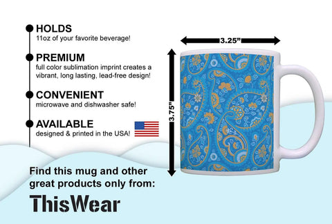 Funny Engineer Mug Gift for Men With Nutritional Facts Label Civil Engineer 11oz Ceramic Coffee Cup Perfect Gag Gift for Engineers Great for Work or Home Easy Grip C Handle Double Sided Design showcasing paisley pattern and dimensions.