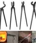 Heavy Duty Forge Day Essentials Four Pack Knife Making Tongs Set With V Bit Bolt Tongs Wolf Jaw Tongs Flat Tongs And Blade Tongs