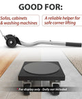 Lengthening Furniture Lifter Tool With Height Adjustable Base For Easy Moving Of Heavy Furniture Up To 660 Lbs Sliders And Wheels Lift Aid No Sweat No Back Strain displayed on tile and carpet surface