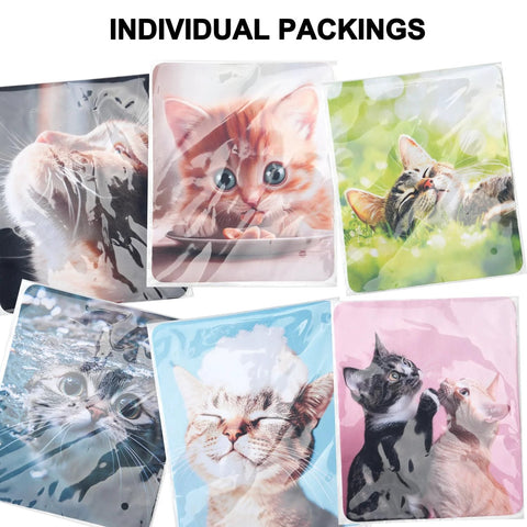 Anywind microfiber glasses cleaning cloths, set of 6 with cat prints for eyeglasses, phones, screens